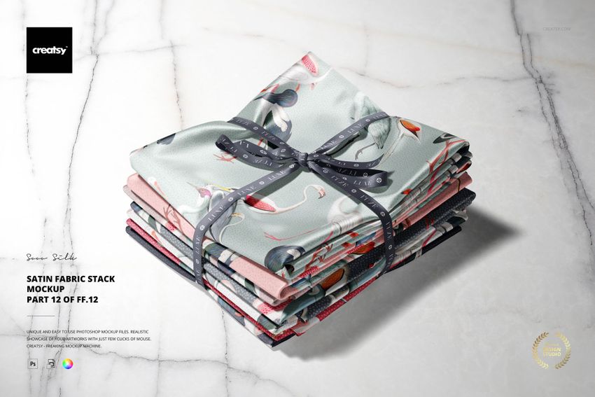Satin Fabric Stack Mockup - mockup screenshot 1