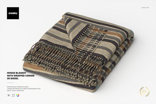 Fringe Blanket with Wrapped Corner 3D Model - mockup preview 1