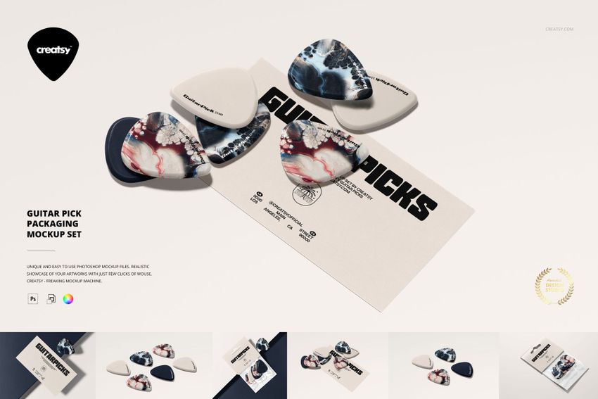 Guitar Pick Packaging Mockup Set - mockup screenshot 1