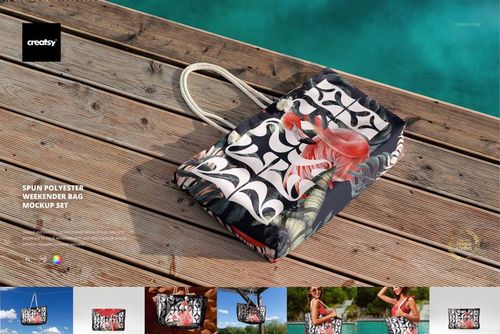 Spun Polyester Weekender Bag Mockup Set - mockup preview 1