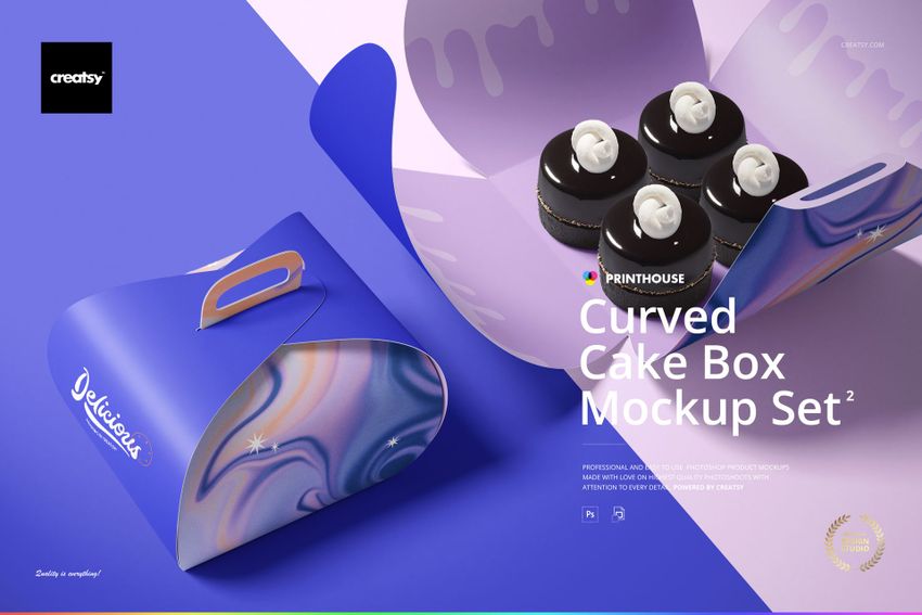 Curved Cake Box Mockup Set 2 - mockup screenshot 1