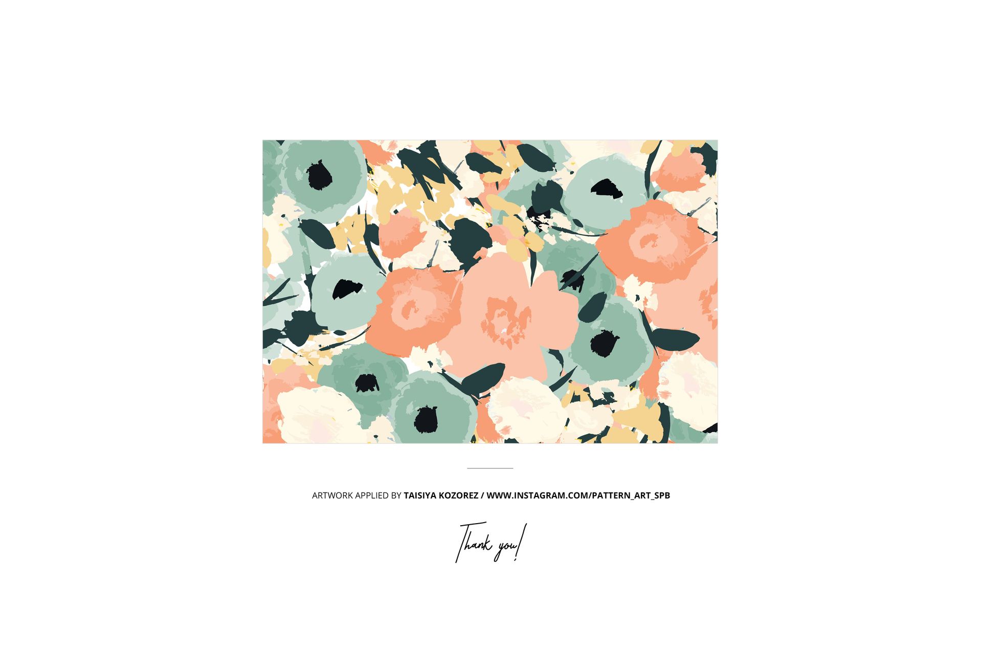 Jersey fabric mockup displaying a colorful floral design with large flowers and leaves in soft pastel shades.