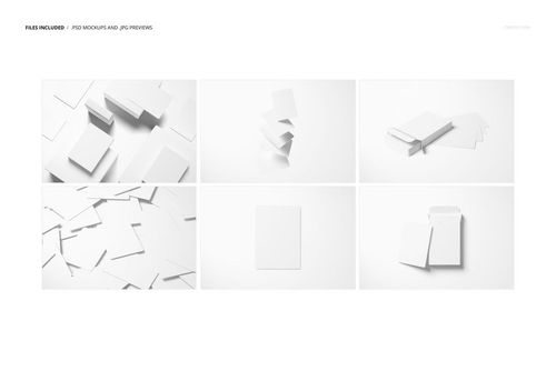 Six different mockup scenes featuring plain playing cards and boxes scattered, stacked, and floating on a white background.