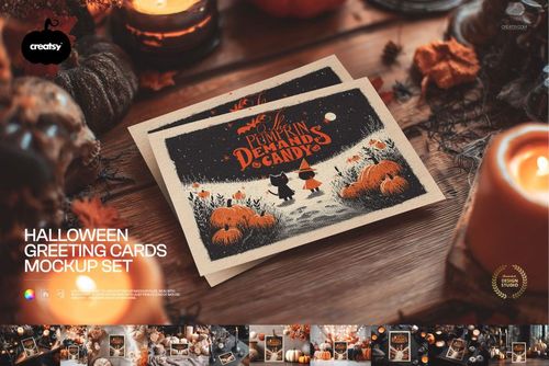 Halloween Greeting Cards Mockup Set - mockup preview 1