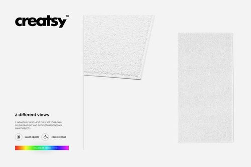 Rectangular rug mockup displayed in two views on a white background, showing texture and edges in detail.