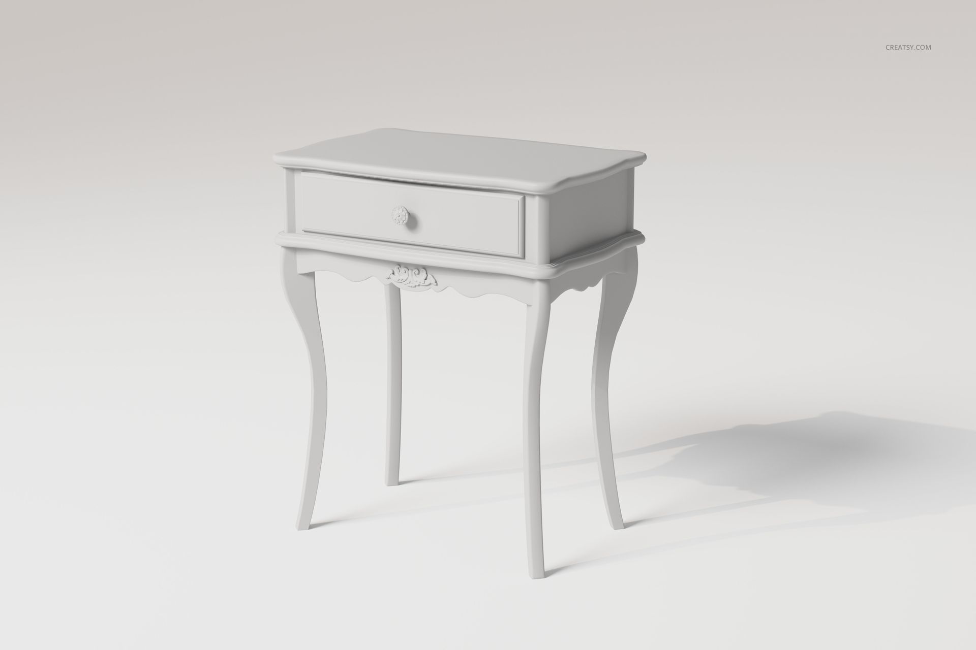 Antique style console table with curved legs and a single drawer, shown in a front angle on a plain background.