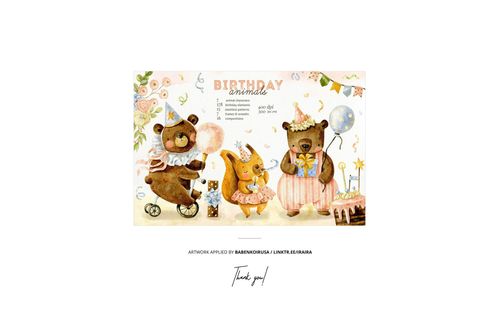 Front view of a board book mockup featuring illustrated animals in party hats, pastel colors, and birthday decorations.