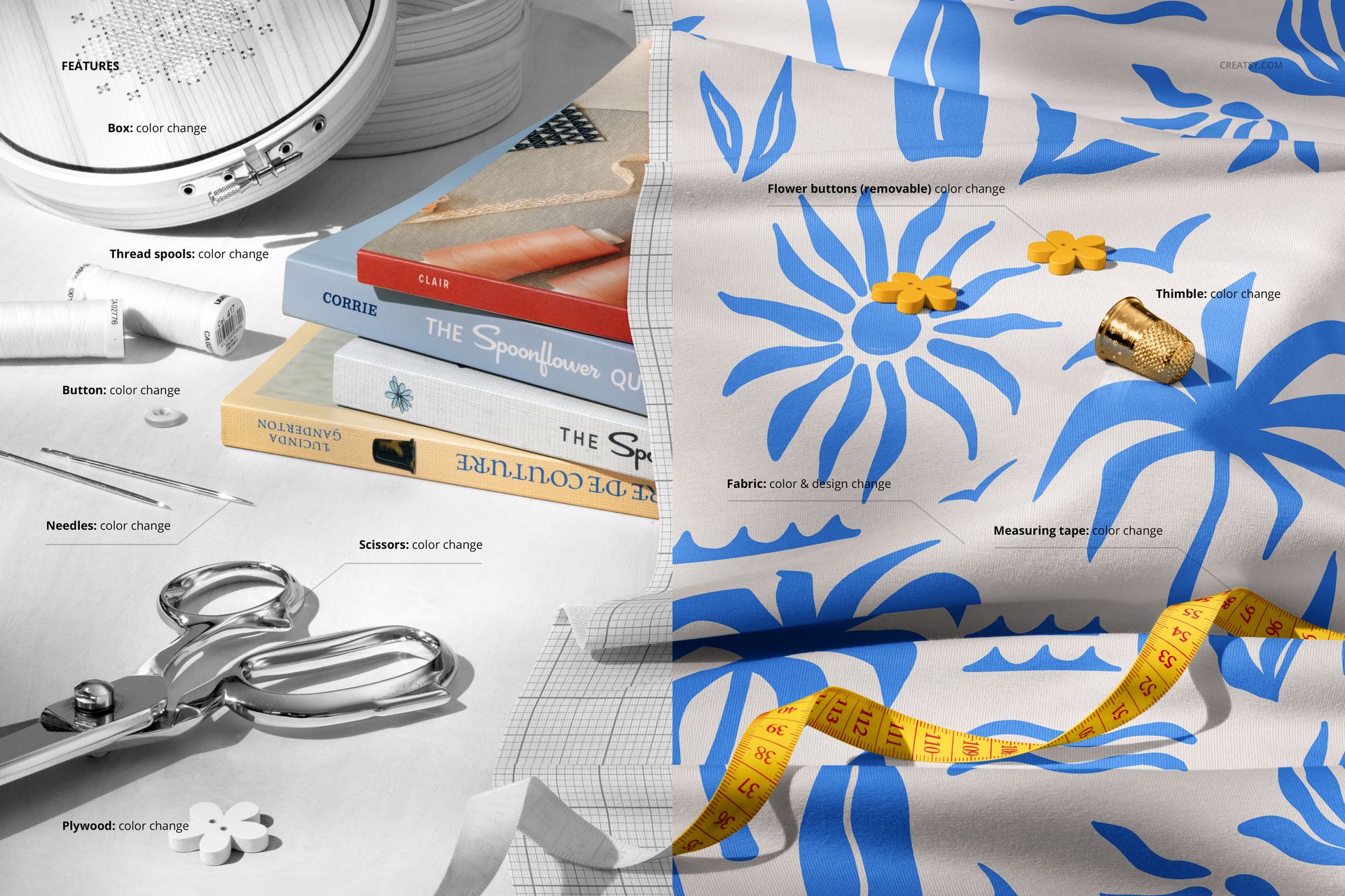 Sewing Workspace with Jersey Fabric Mockup - mockup screenshot 3