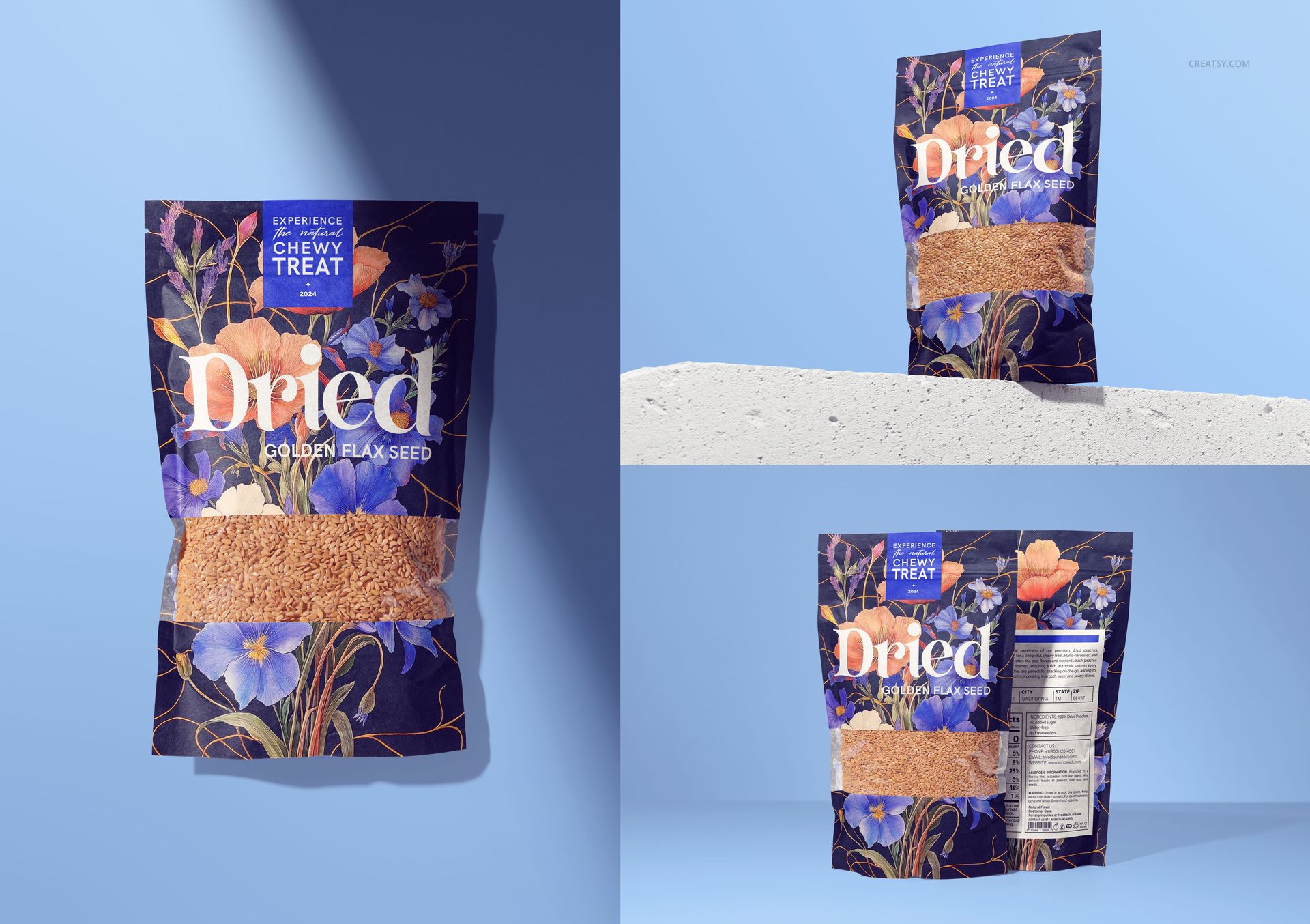 Golden Flax Seeds Paper Pouch Mockup Set - mockup screenshot 7