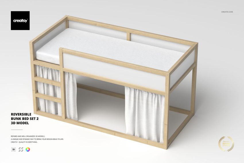Reversible Bunk Bed Set 2 3D Model - mockup screenshot 1