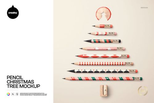 Pencil Christmas Tree Mockup - mockup preview 1