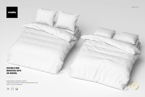 Double Bed Bedding Sets 3D Model - mockup preview 1