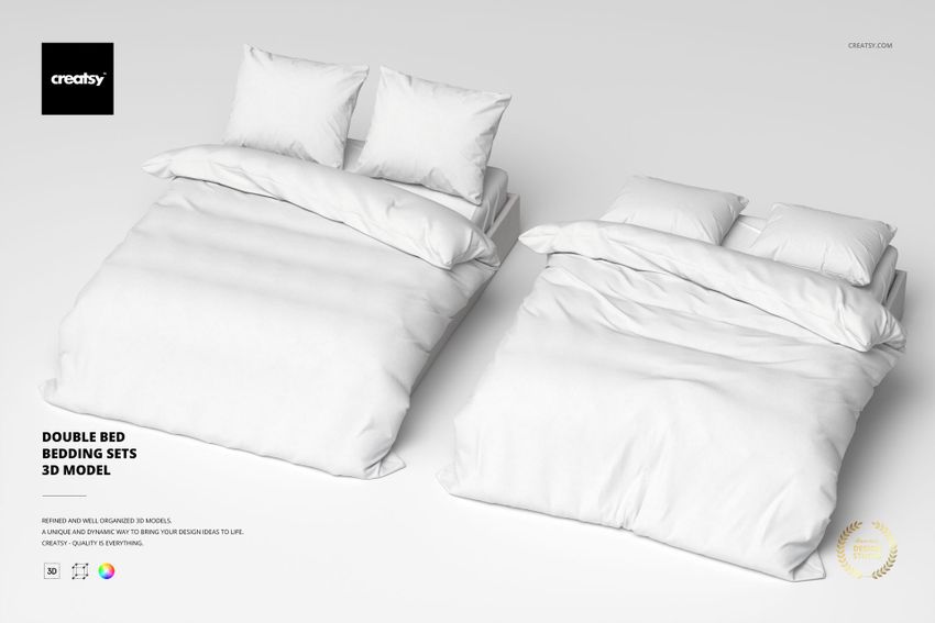 Double Bed Bedding Sets 3D Model - mockup screenshot 1