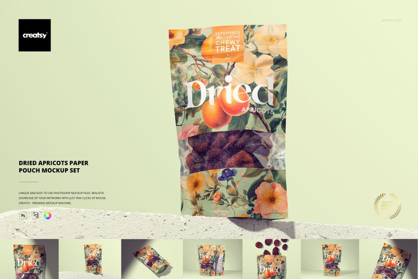 Dried Apricots Paper Pouch Mockup Set - mockup screenshot 1