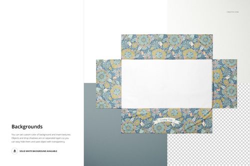 Crib skirt mockup with floral patterned sides and a plain white center, displayed from a top view on a neutral background.