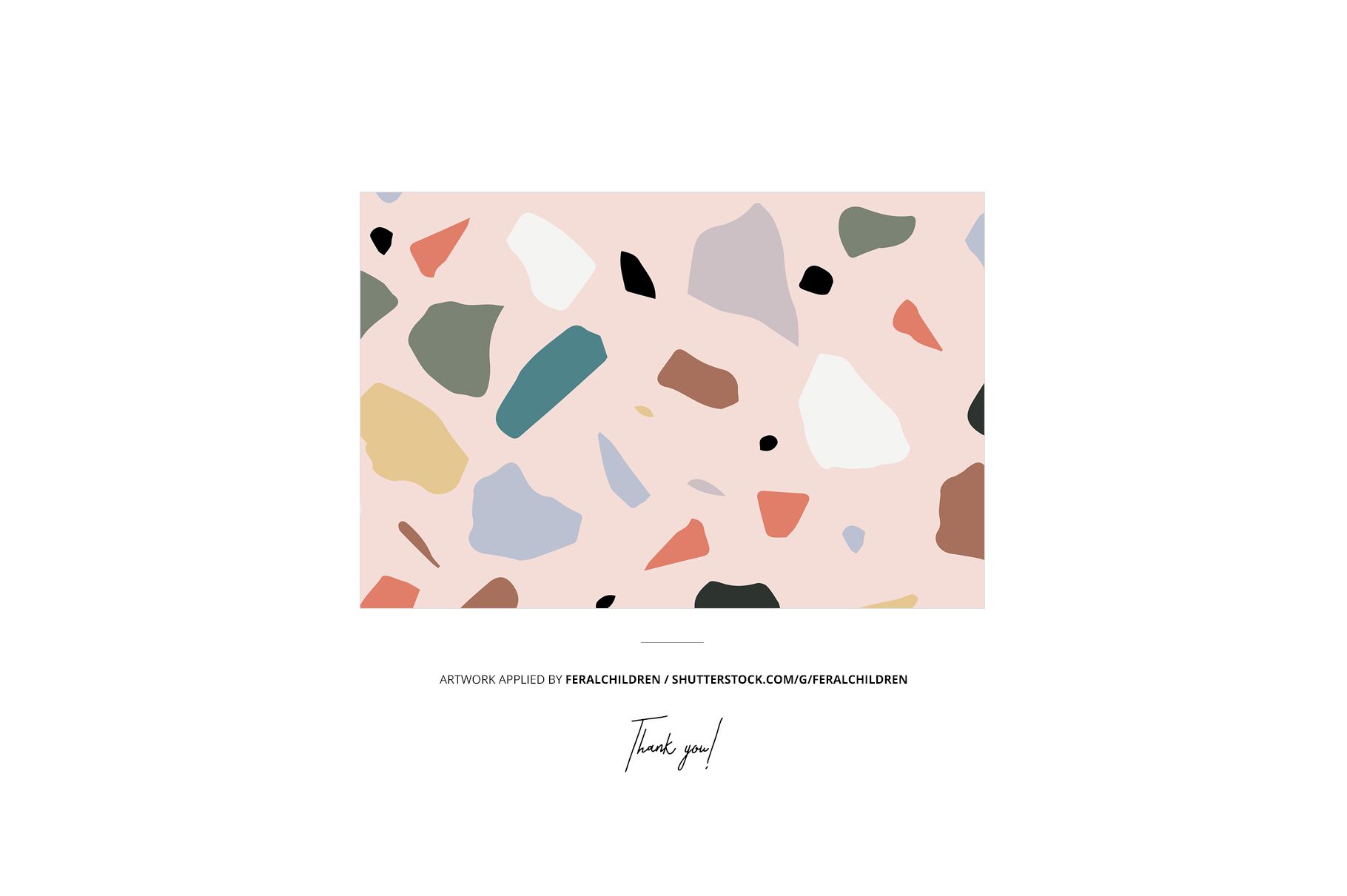 Rectangular mockup featuring a girls cotton playsuit design with abstract multicolored shapes on a pale pink background.