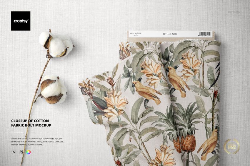 Closeup of Cotton Fabric Bolt Mockup - mockup screenshot 1