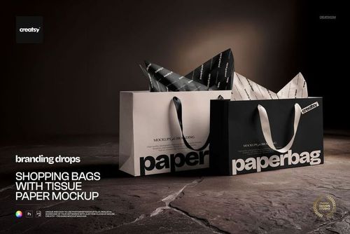 Shopping Bags with Tissue Paper Mockup - mockup preview 1