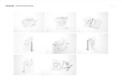 Jewelry box and bag mockup set featuring white packaging and tissue paper, arranged in a minimalist scene.