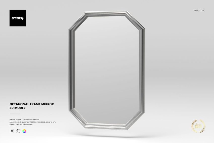 Octagonal Frame Mirror 3D Model - mockup screenshot 1