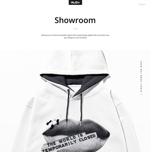 White adult hoodie mockup shown from the front, displaying a black and gray lips design with text overlay.