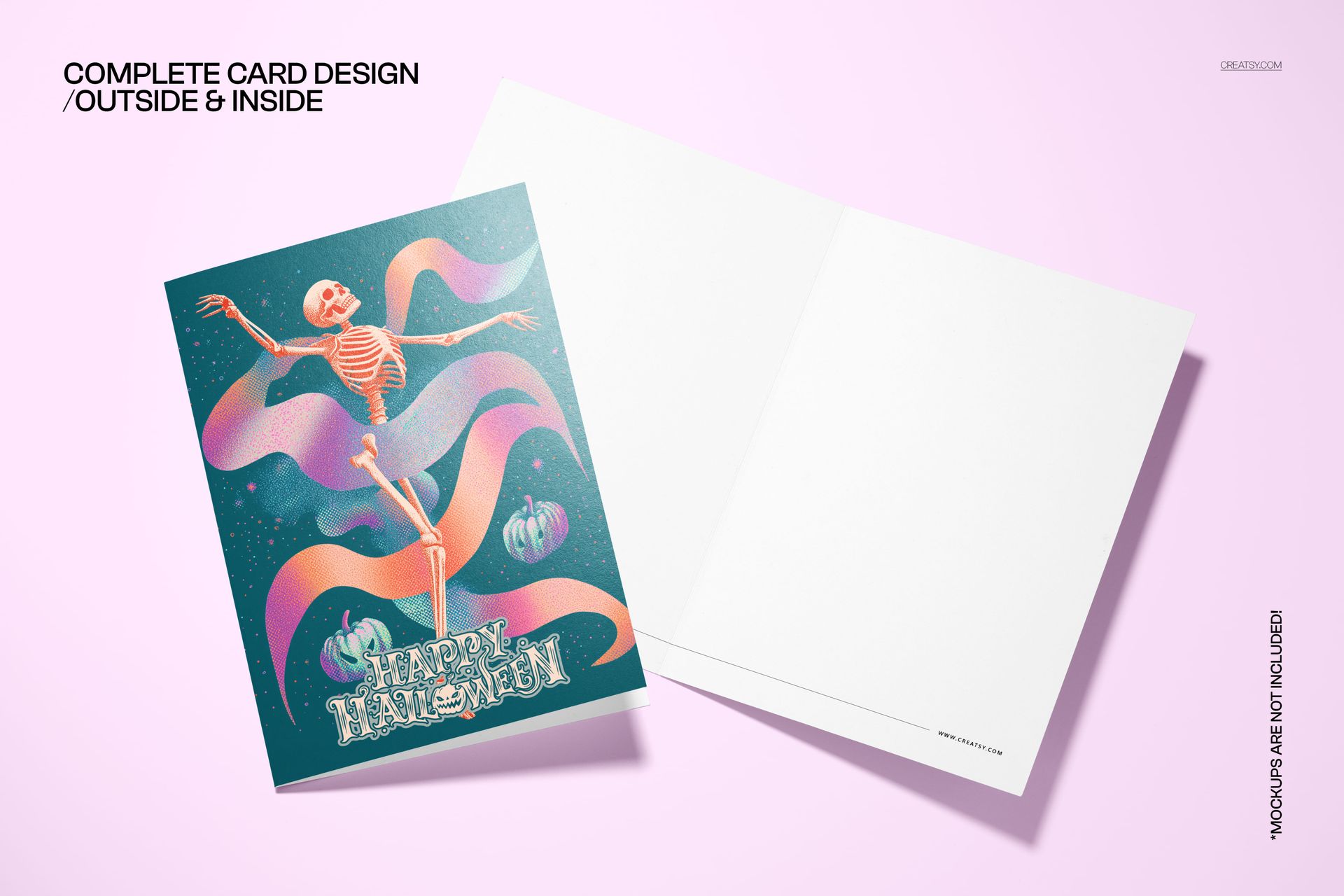 Vintage Halloween Midnight Skeleton Dance 5x7 Card Template - mockup screenshot 3