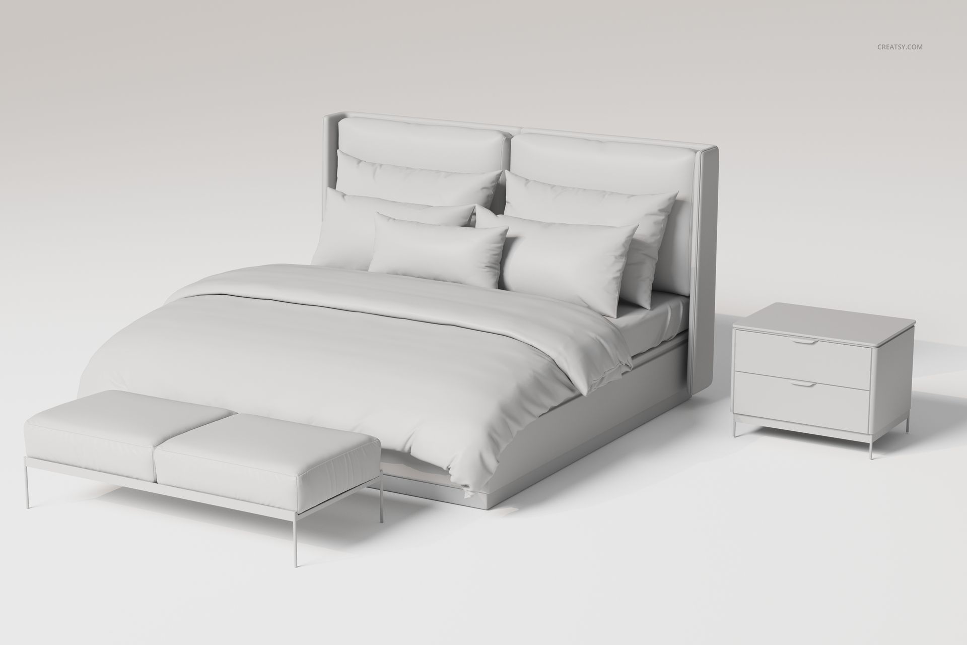 Modern Bedroom Scene 3D Model - mockup screenshot 3