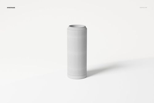 Grooved cylinder vase with a textured vertical line pattern, shown in a front view on a plain white background.