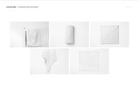 Set of five muslin swaddle blanket mockups in various views, including hanging, folded, rolled, and spread out.