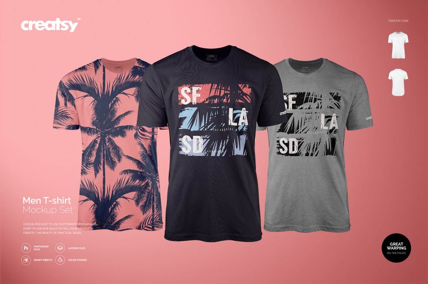 Men T-shirt Mockup Set - mockup screenshot 1