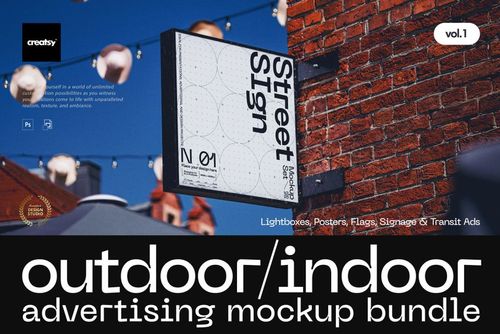 Outdoor Indoor Advertising Mockup Bundle - mockup preview 1