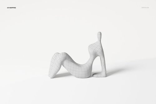 Abstract sculpture 3D model with a smooth, curving form and grid pattern, viewed from the front on a white background.