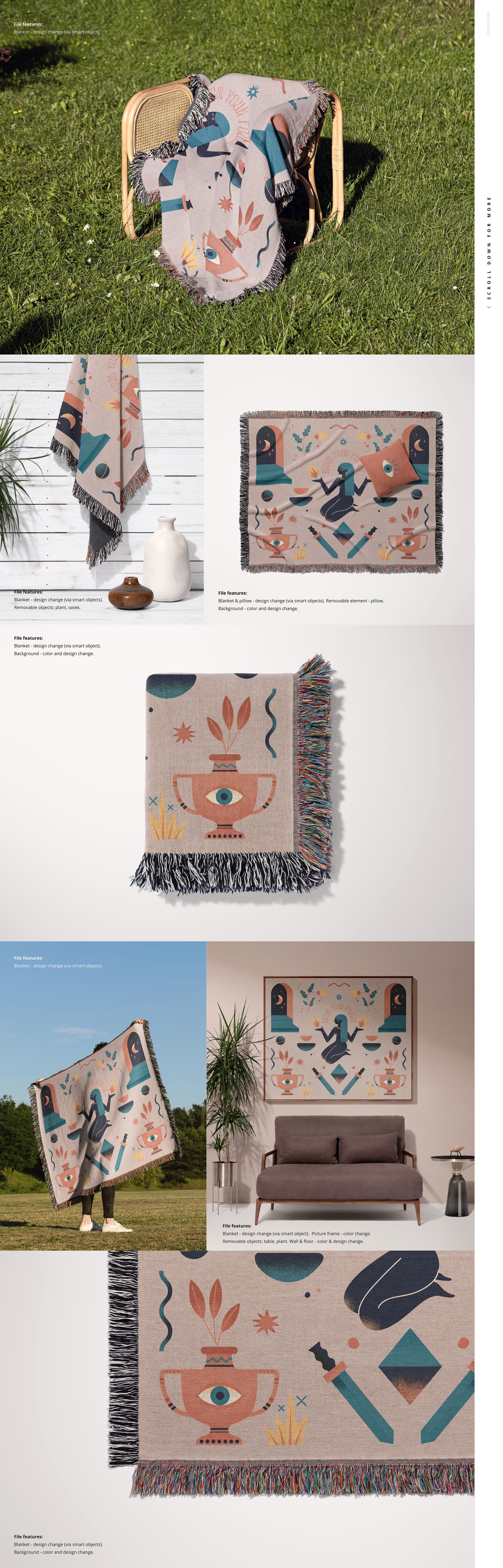 Jacquard Fringed Woven Throw Blanket Mockup Bundle - mockup screenshot 7