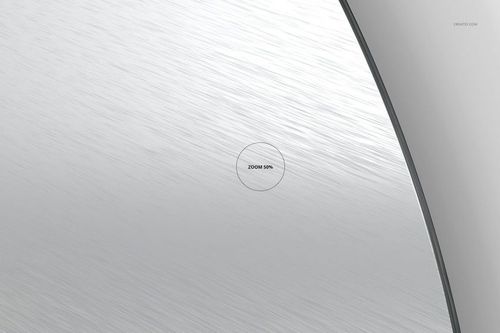 Detailed partial side perspective of a circular metal disk print mockup featuring a sleek brushed metallic finish.