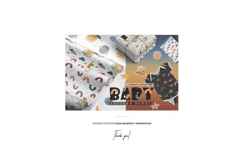 Baby muslin swaddle blanket mockup set with assorted whimsical designs, including clouds and celestial elements.