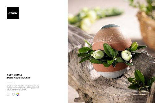 Rustic Style Easter Egg Mockup - mockup preview 1