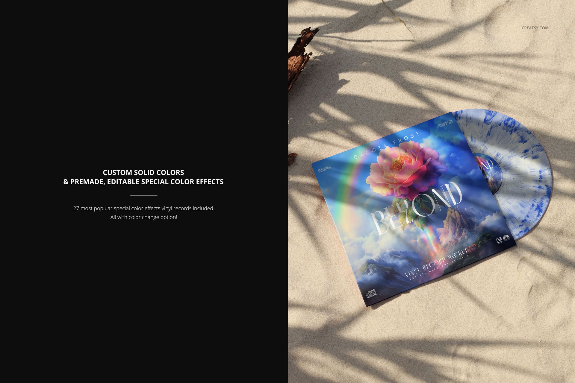 Vinyl Album Shadowed by Reeds Mockup - mockup screenshot 3