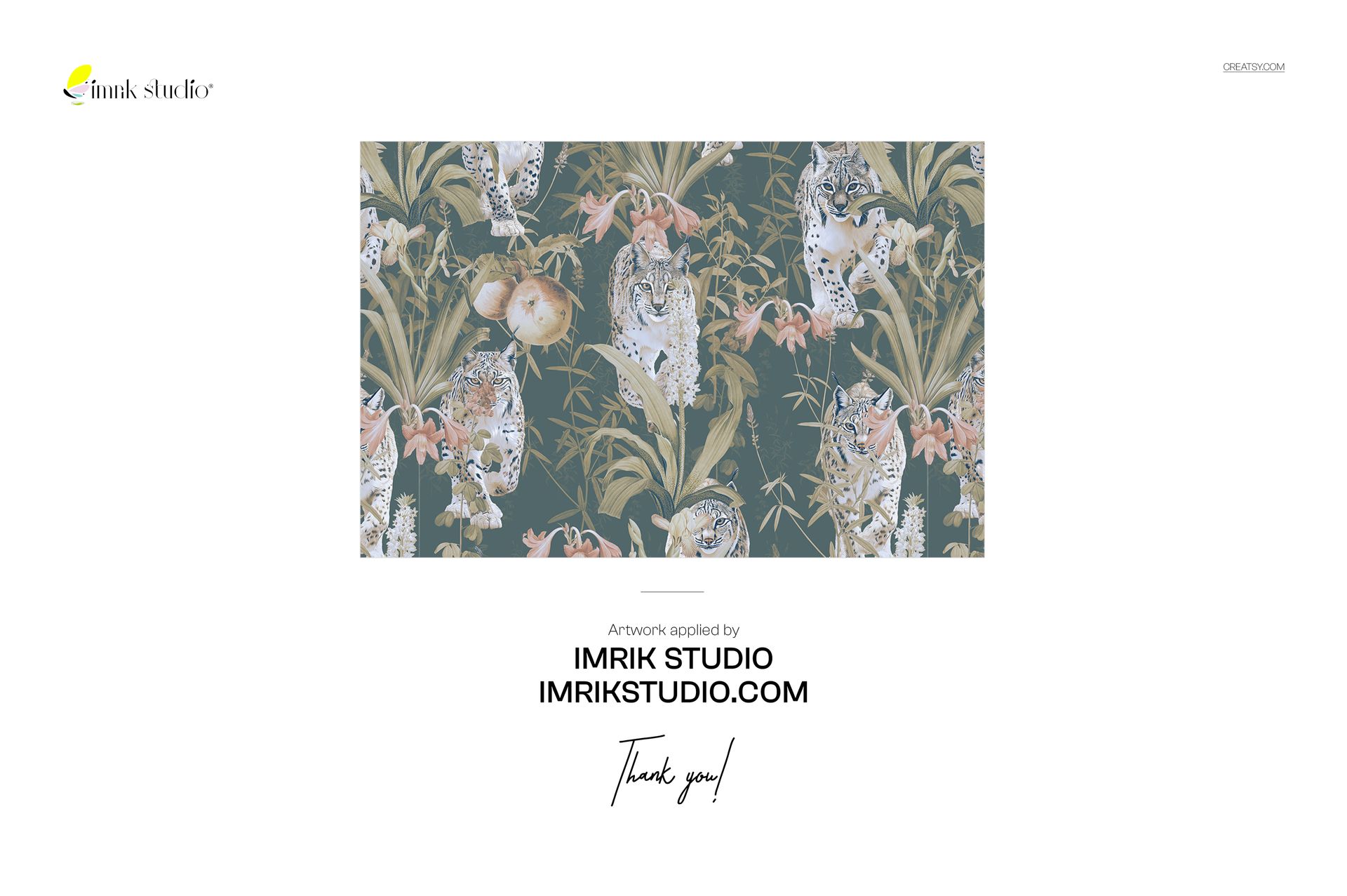 Patterned wallpaper with botanical and animal motifs in green and beige tones, shown in a front view PSD mockup.