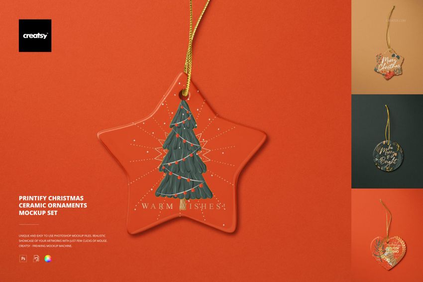 Printify Christmas Ceramic Ornaments Mockup Set - mockup screenshot 1