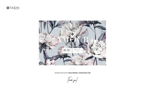 Front view of a plush bath rug mockup featuring a floral pattern with large peonies and leaves on a light background.