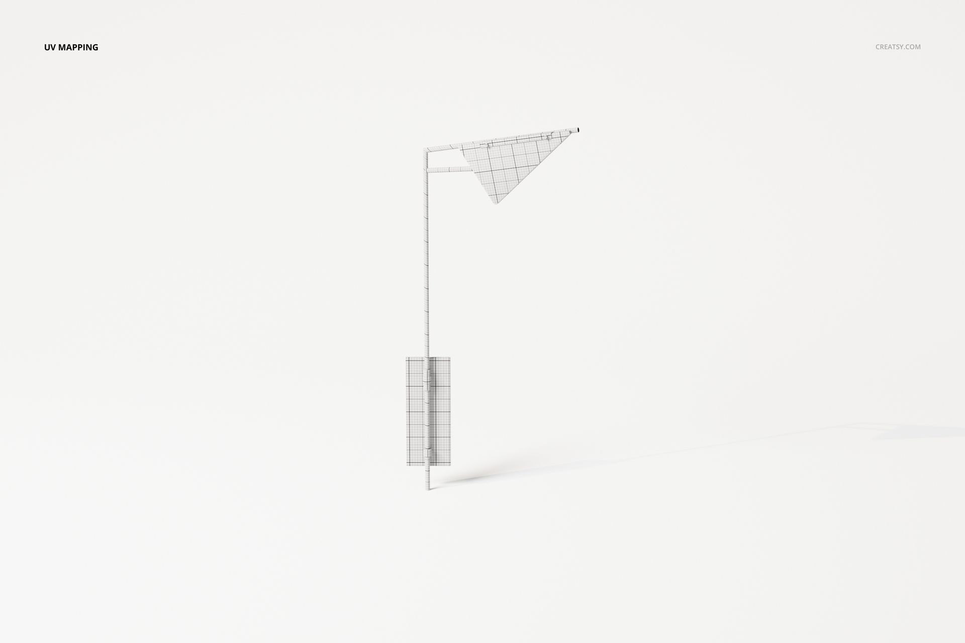 Geometric Art Deco wall lamp 3D model shown in a wireframe render, featuring angular shapes and a minimalist design.