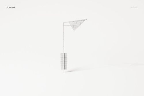 Geometric Art Deco wall lamp 3D model shown in a wireframe render, featuring angular shapes and a minimalist design.