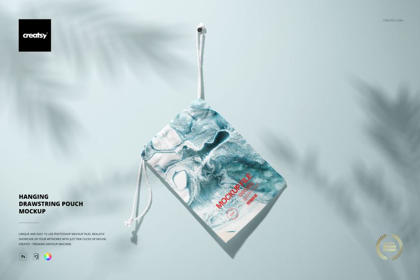 Hanging Drawstring Pouch Mockup - mockup screenshot 1