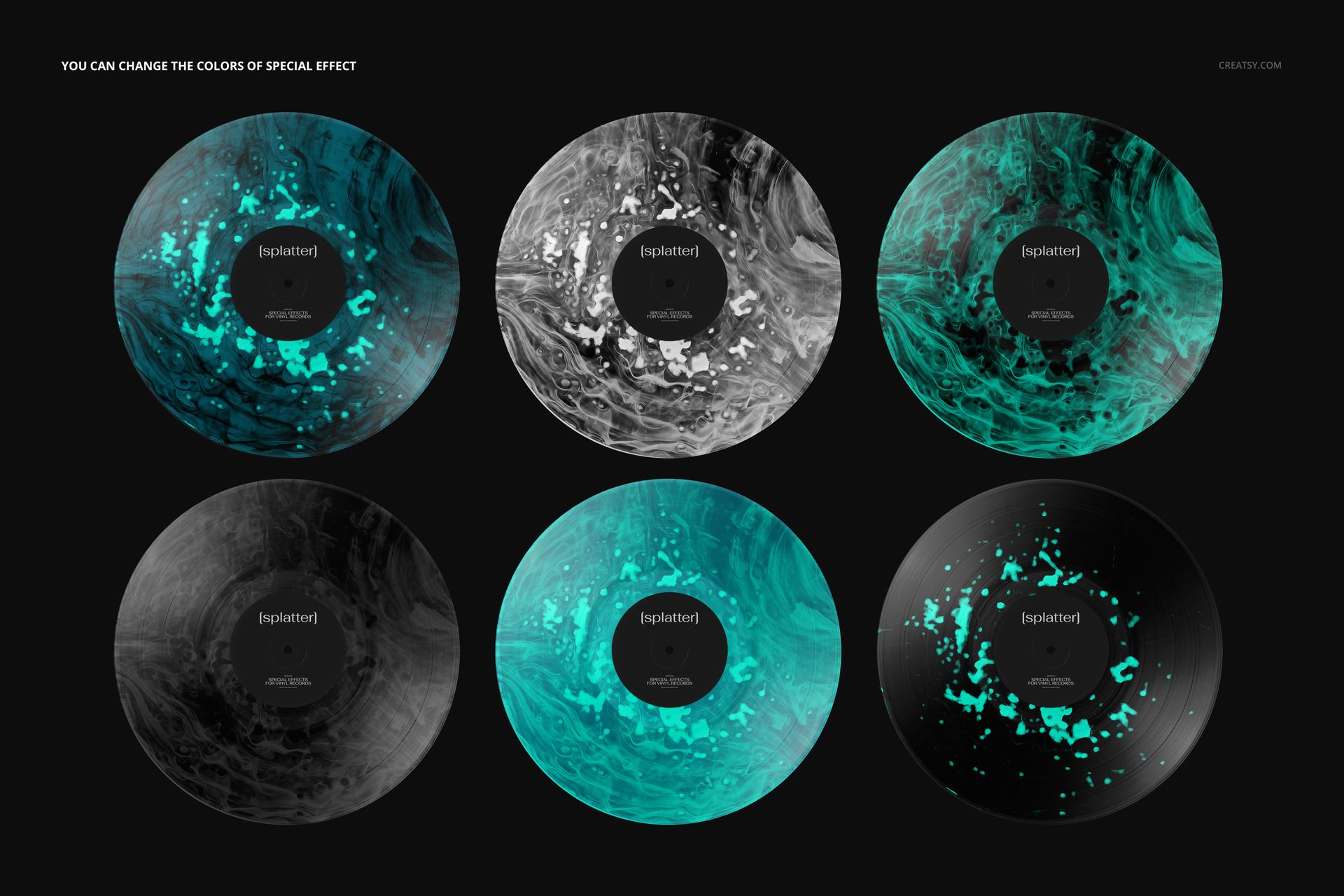 Splatter Effect Vinyl Record & Cover v.8 Mockup - mockup screenshot 4