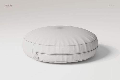 Round floor cushion with a visible zipper, shown in a front angled view on a plain white background.