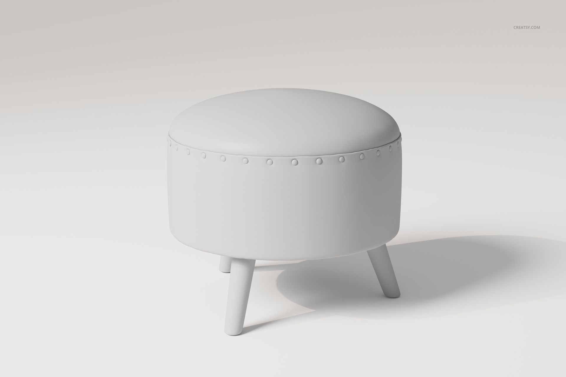 Leather-Upholstered Ottoman 3D Model - mockup screenshot 3