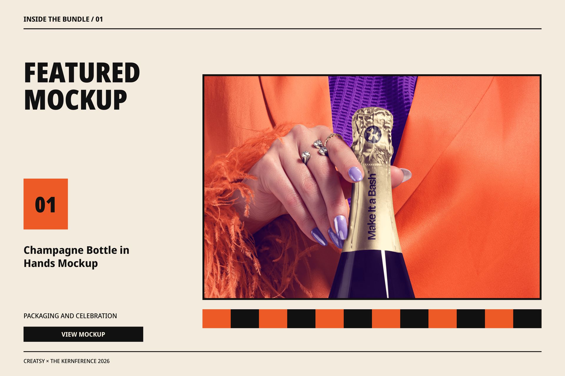 Champagne Bottle in Hands Mockup