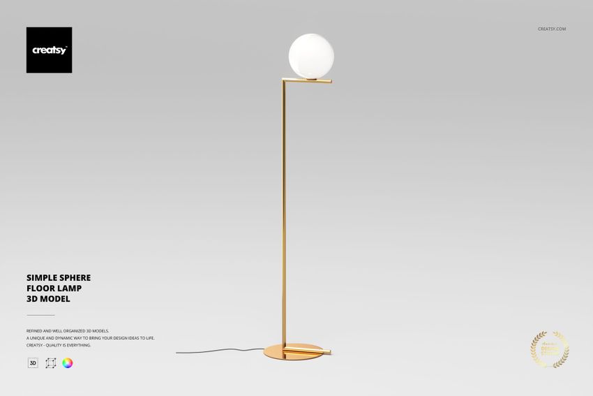 Simple Sphere Floor Lamp 3D Model - mockup screenshot 1