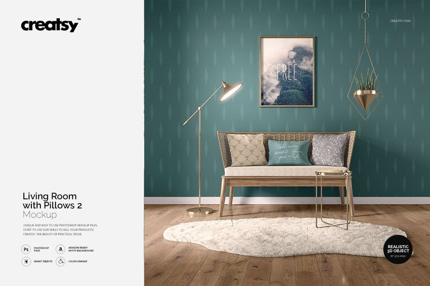 Living Room with Pillows Mockup 2 - mockup screenshot 1