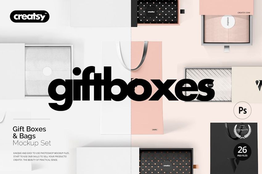 Gift Boxes and Bags Mockup Set - mockup screenshot 1
